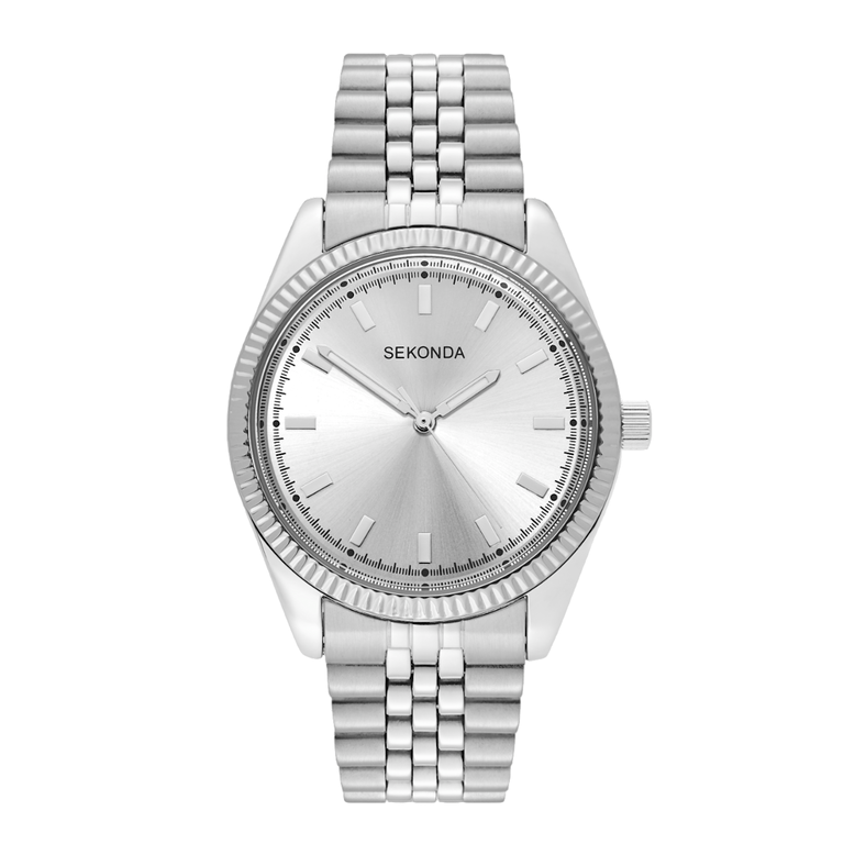 Men's Classic Watch Silver/White Sunray Dial - Silver, , hi-res