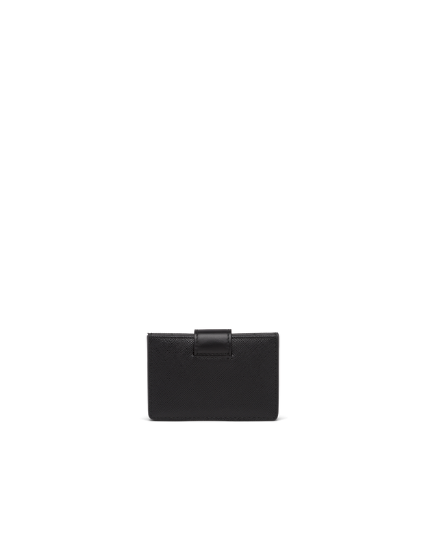 Saffiano and smooth leather card holder, , hi-res