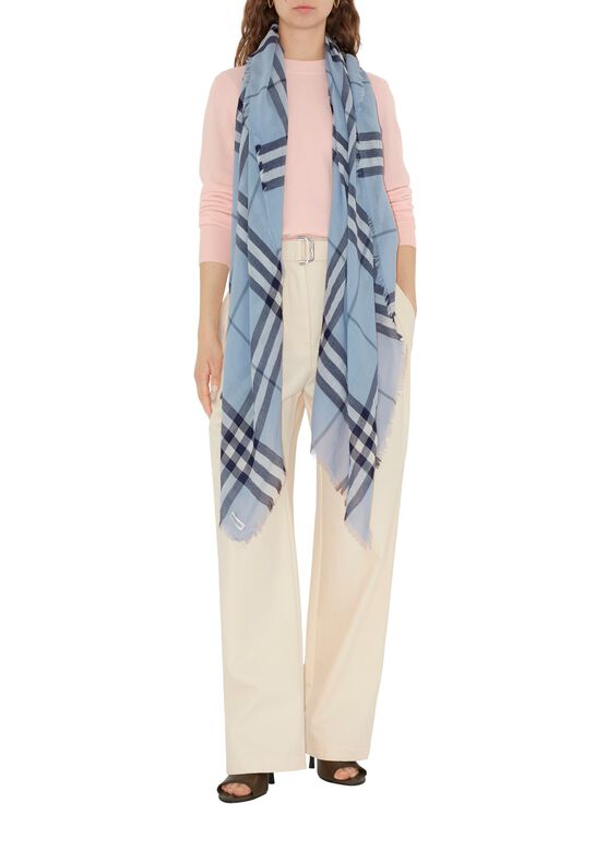 Wide Check Wool Scarf, , hi-res
