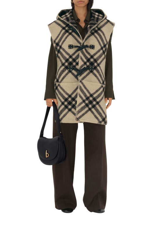 Check Wool Cape, , hi-res