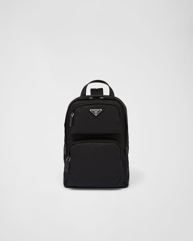 Re-Nylon and Saffiano leather backpack, , hi-res