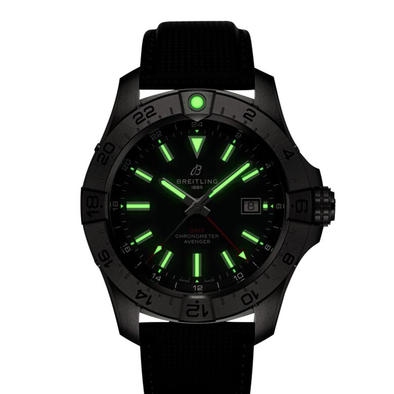 Avenger Automatic GMT 44mm Mens Watch Black Leather, , hi-res