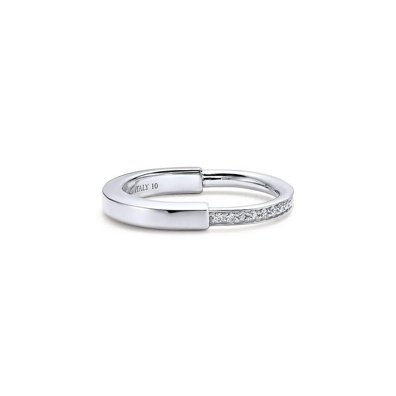 Tiffany Lock Ring in White Gold with Diamonds - Size 5 1/2, , hi-res