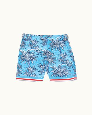 Russell Palm Border Bright Wish Blue