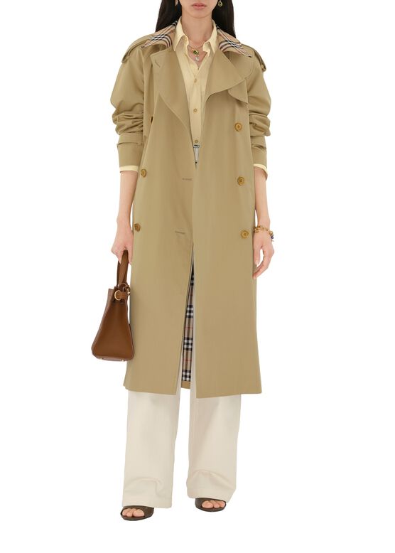 Long Check Collar Castleford Trench Coat, , hi-res