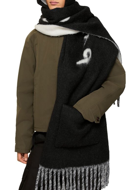 Logo Alpaca Wool Blend Hooded Scarf, , hi-res