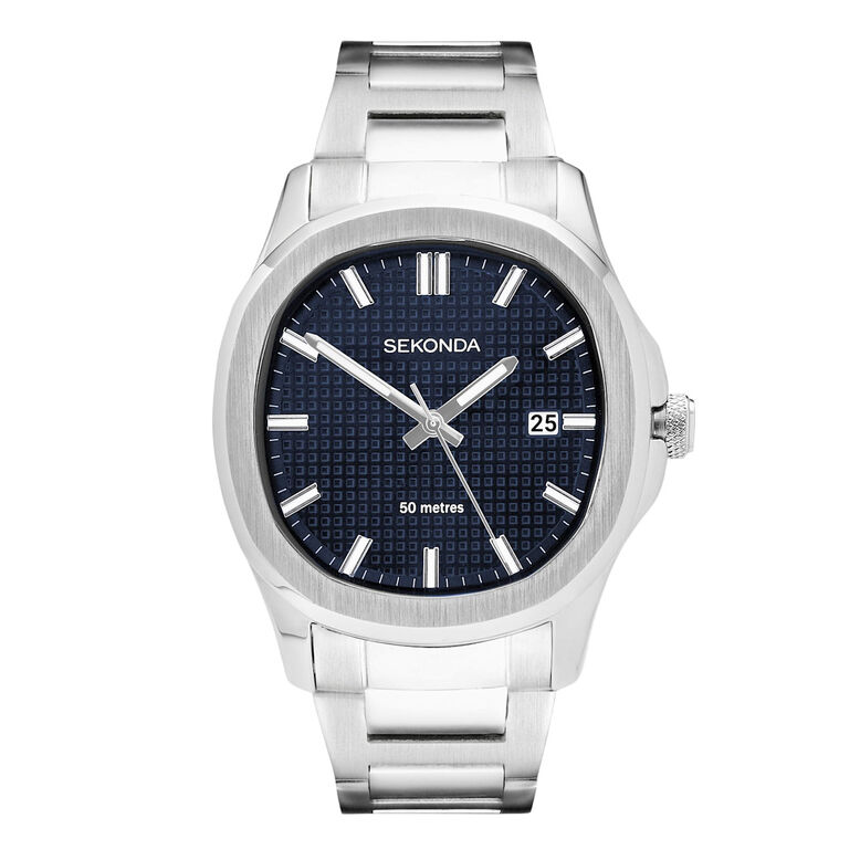 Silver Steel Bracelet Blue Dial, , hi-res