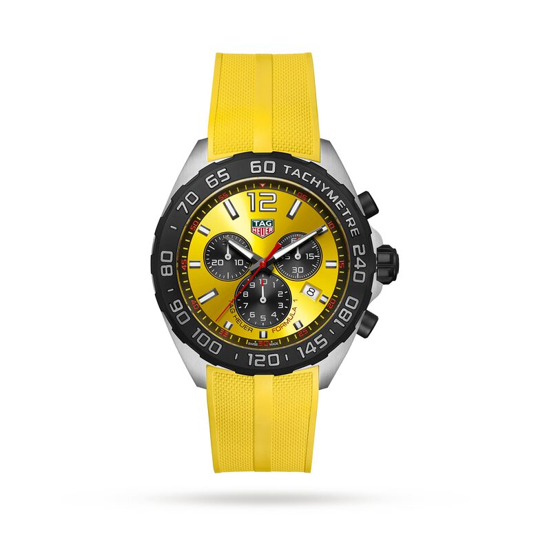 Formula 1 Quartz Chronograph 200M 43mm Mens Watch Yellow Rubber, , hi-res