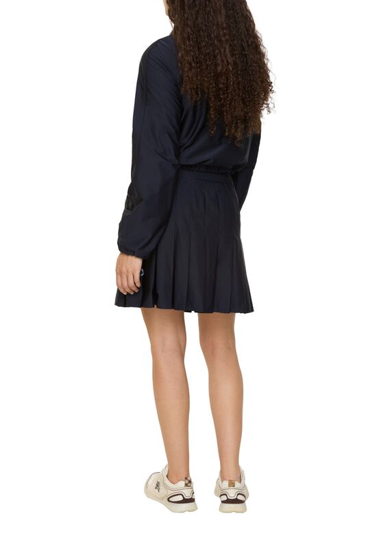 Pleated Stretch Nylon Mini Skirt, , hi-res