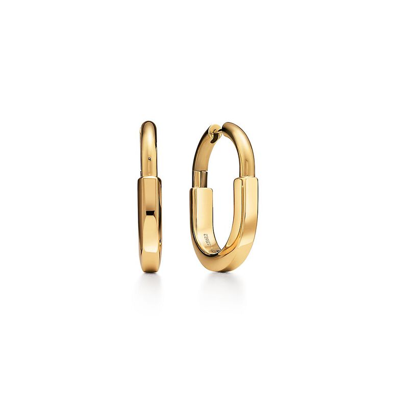 Tiffany Lock Earrings in Yellow Gold, Medium, , hi-res
