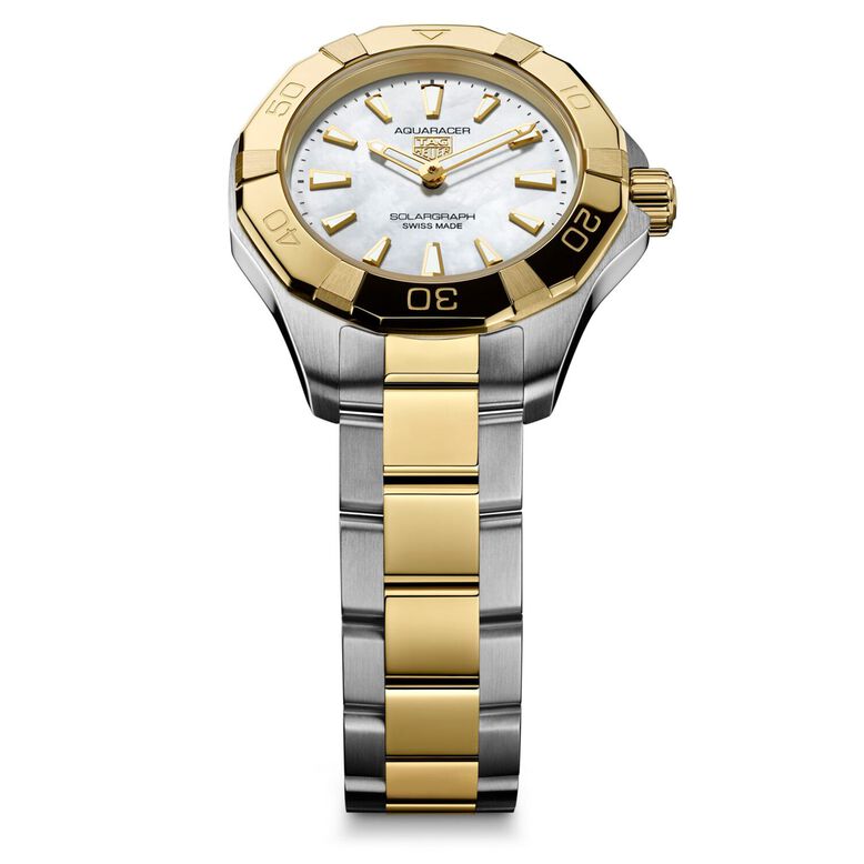Aquaracer Professional 100 Solargraph 28mm Ladies Watch 18k Yellow Gold, , hi-res