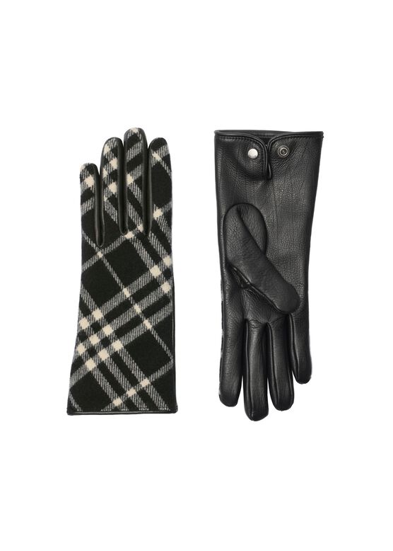 Check Wool Cashmere Gloves, , hi-res