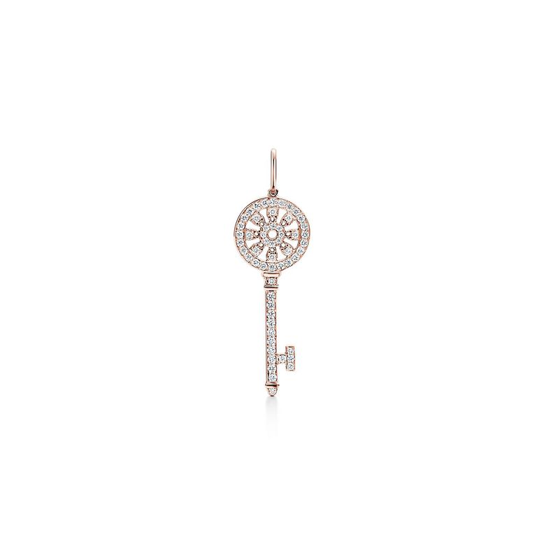 Tiffany Keys petals key pendant in 18c rose gold with diamonds, mini., , hi-res