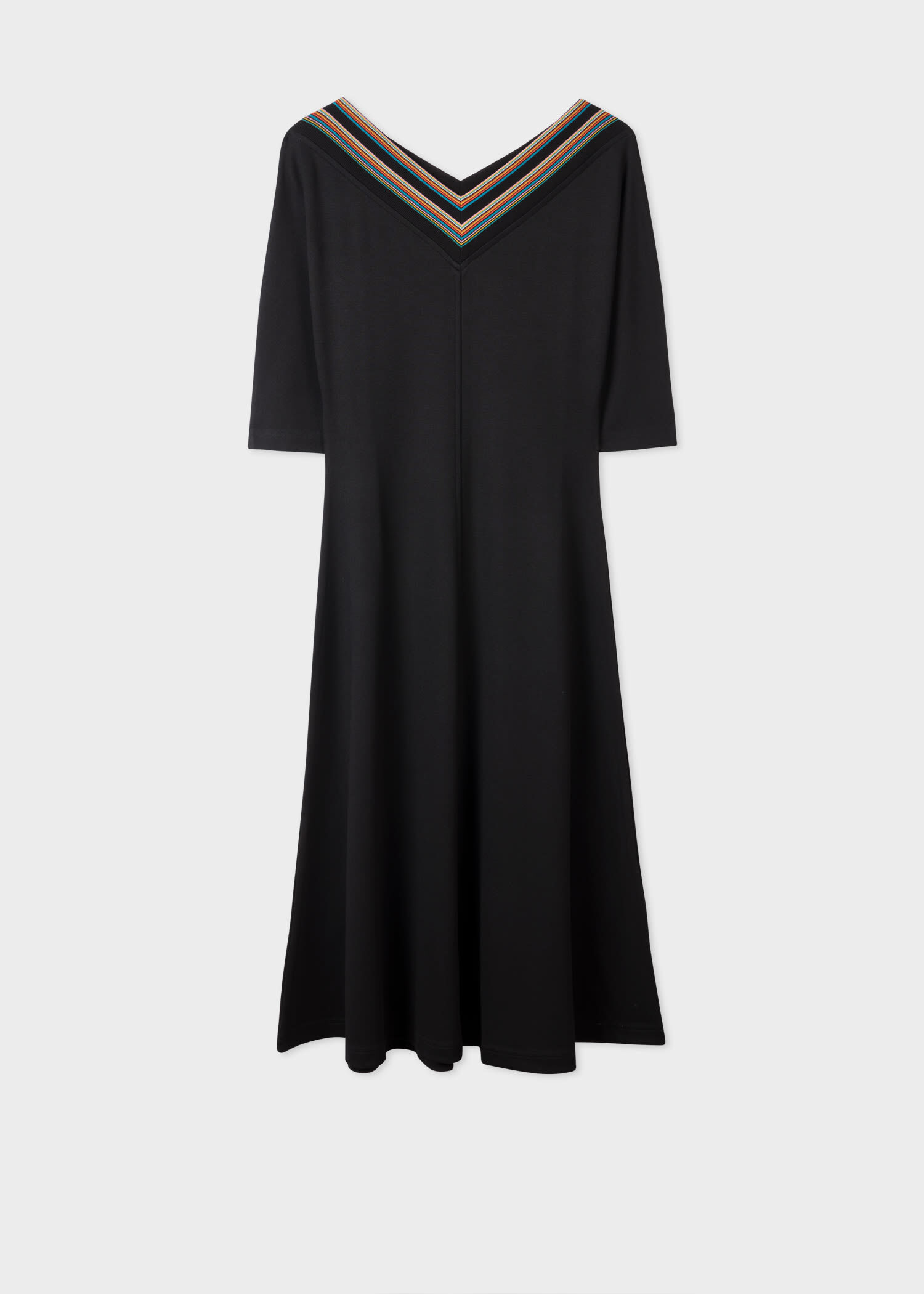 Paul Smith Black Signature Stripe Neckline Dress Tops Heathrow