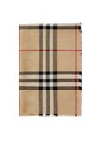 Wide Reversible Check Wool Silk Scarf, , hi-res