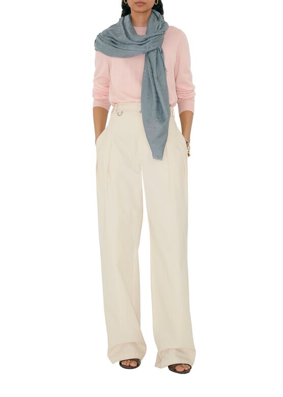 Wide Check Wool Silk Scarf, , hi-res