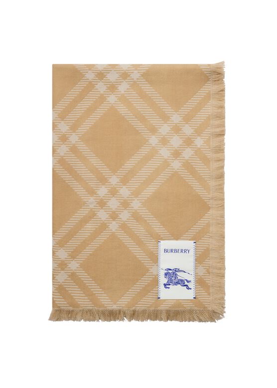 Wide Check Wool Silk Scarf, , hi-res