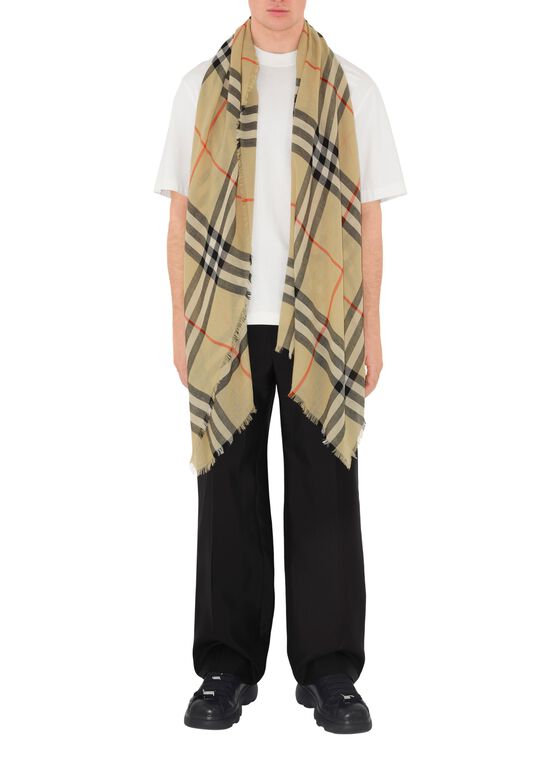 Check Wool Scarf, , hi-res