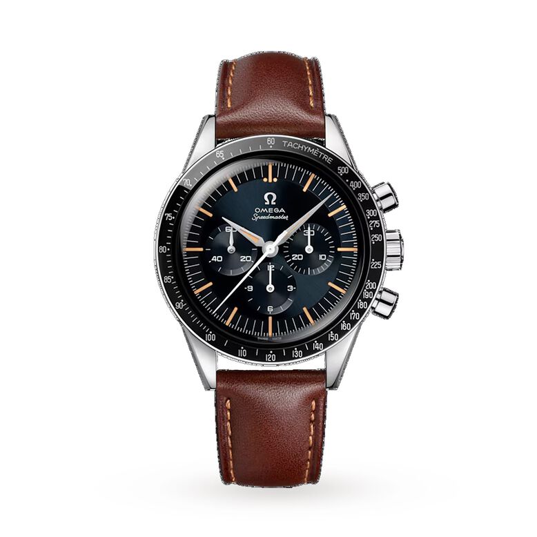 Speedmaster Anniversary Series 40mm Mens Watch Blue -Brown Leather Strap, , hi-res