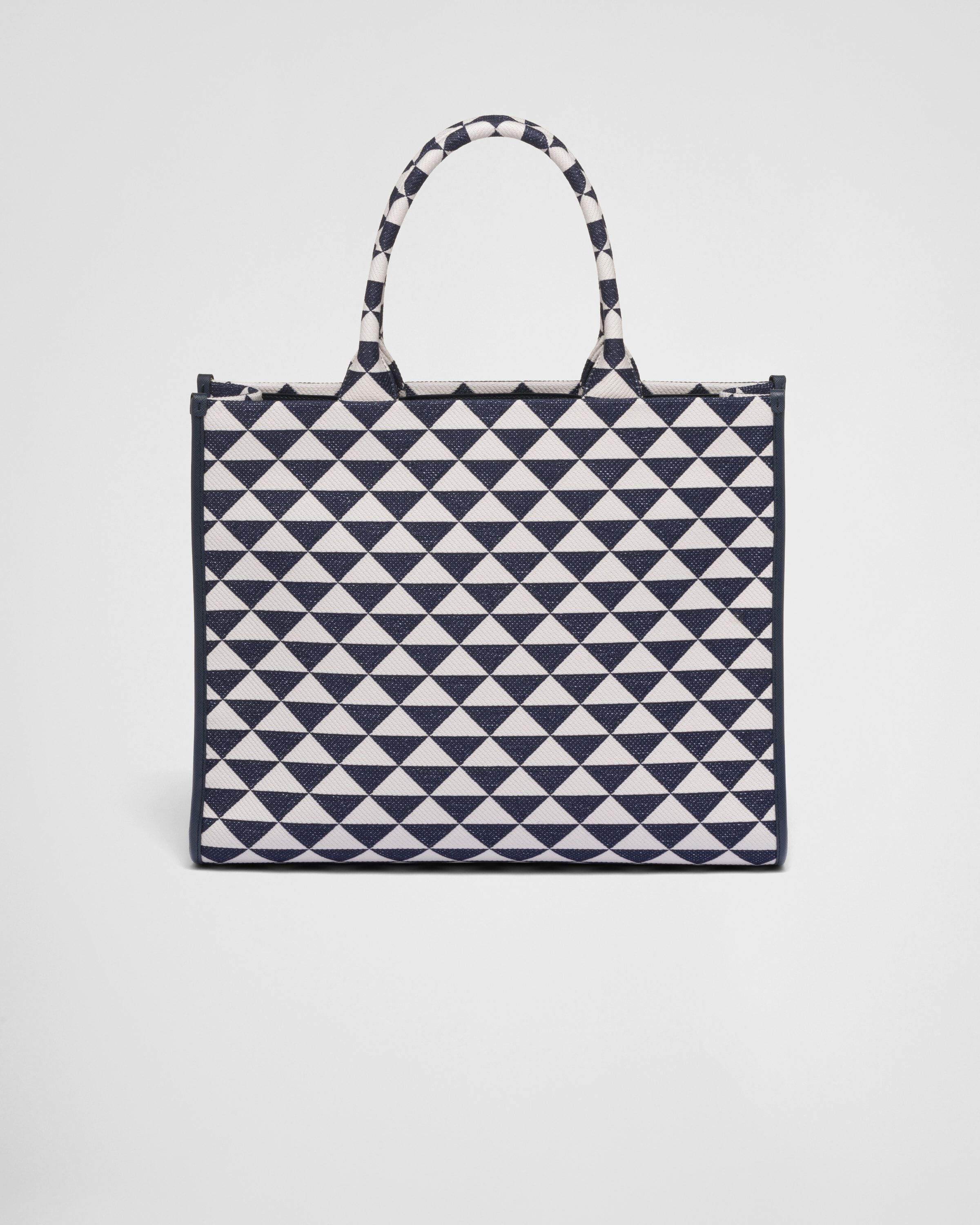 Large Prada Symbole embroidered fabric handbag