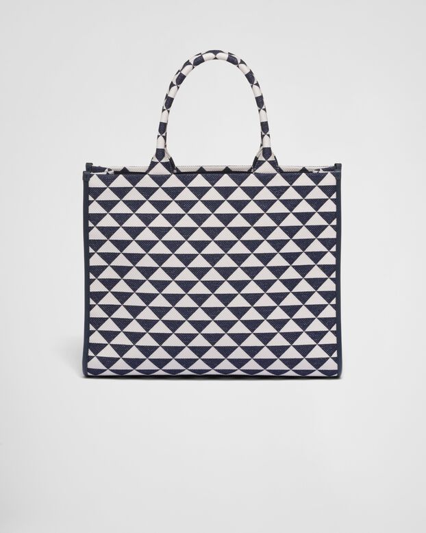 Large Prada Symbole embroidered fabric handbag, , hi-res