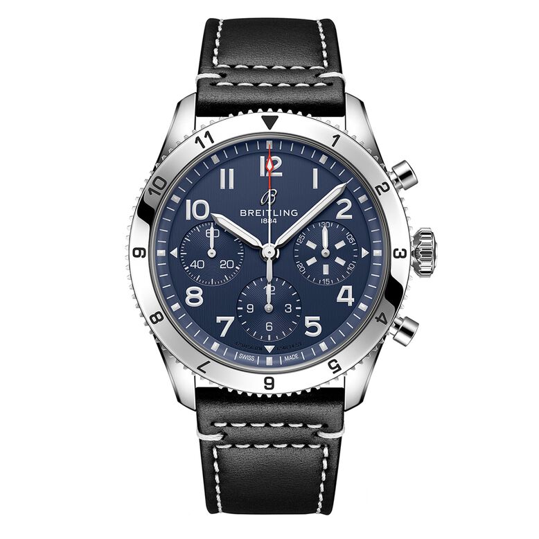 Classic AVI Chronograph 42 Tribute to Vought F4U Corsair Leather Strap Watch, , hi-res