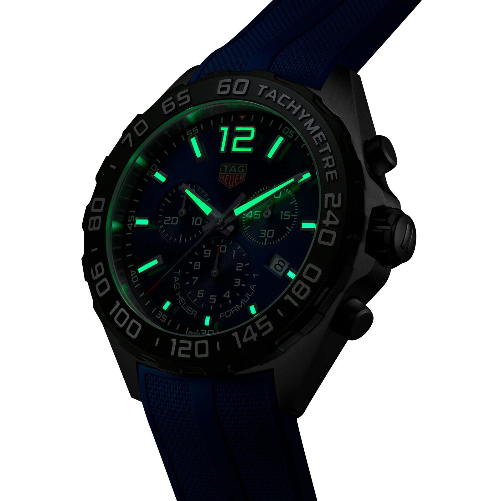 Tag Heuer Formula 1 Chronograph 43mm Mens Watch Blue Rubber Fine Watches Heathrow Reserve Collect