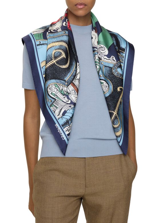Etched Knight Silk Scarf, , hi-res