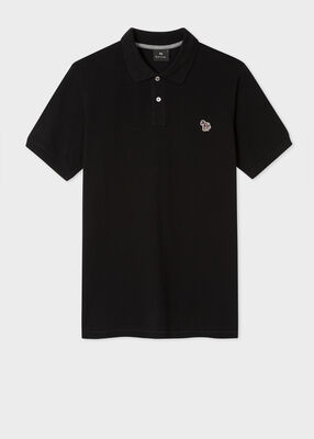 Men's Black Cotton-Piqu? Zebra Logo Polo Shirt