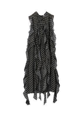 Ruffled Polka Dot Silk Chiffon Dress