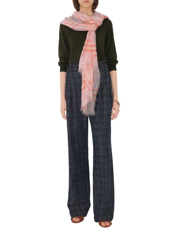 Wide Check Wool Scarf, , hi-res