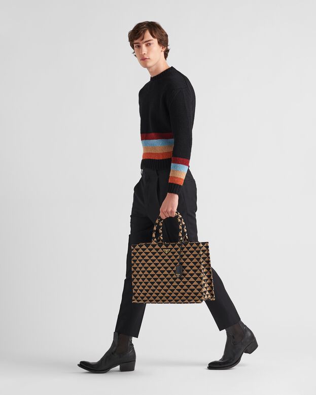 Prada Symbole embroidered fabric tote bag, , hi-res