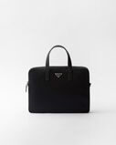 Re-Nylon and Saffiano leather briefcase, , hi-res