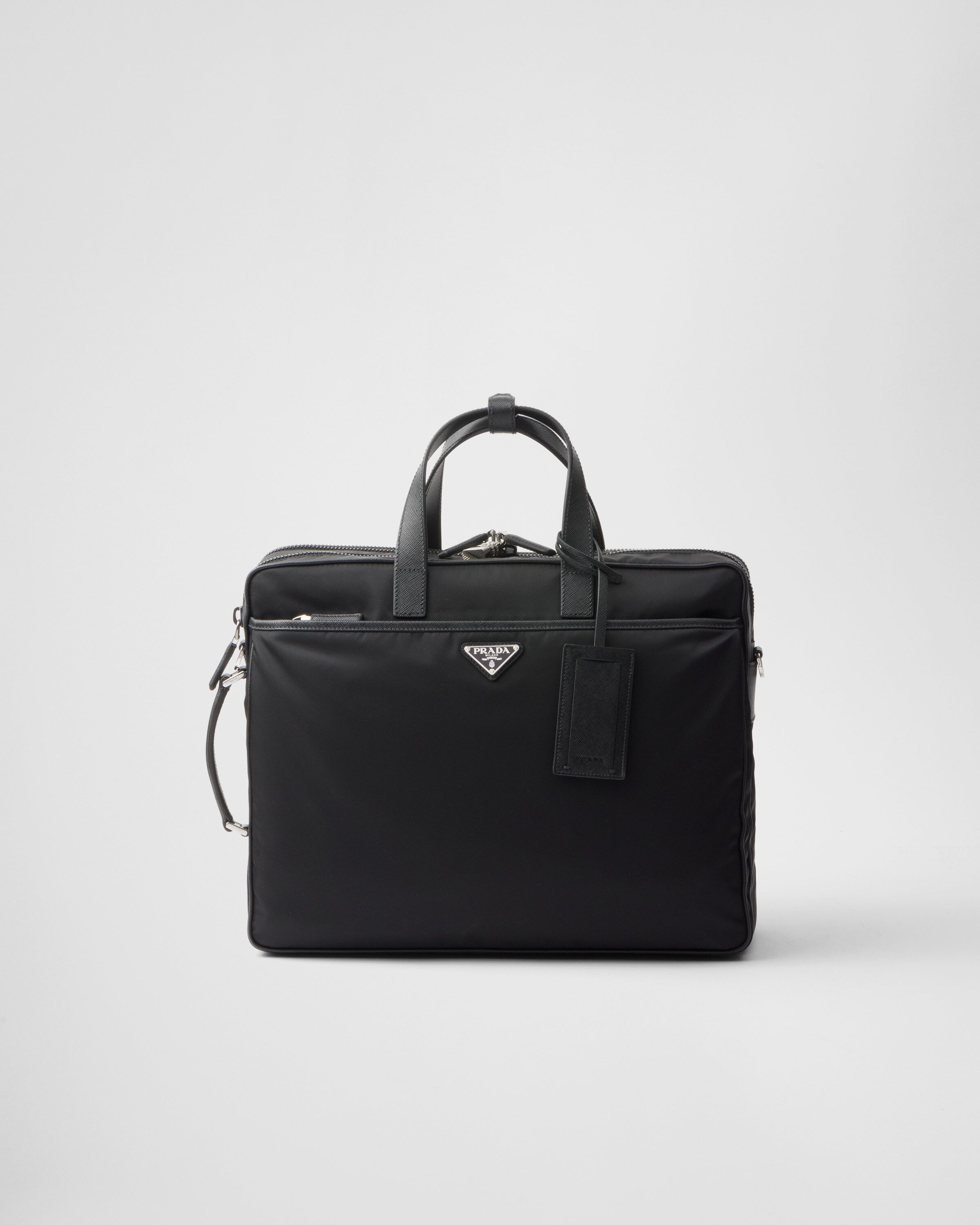 Re Nylon and Saffiano leather briefcase
