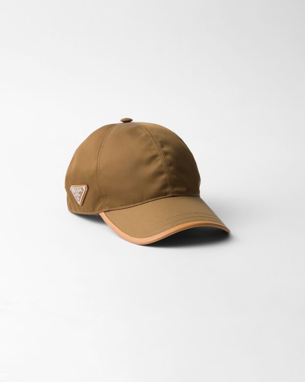 Re-Nylon and leather baseball cap, , hi-res