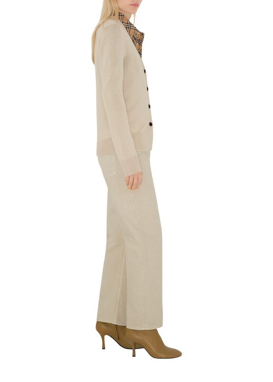 Check Label Wool Cardigan, , hi-res