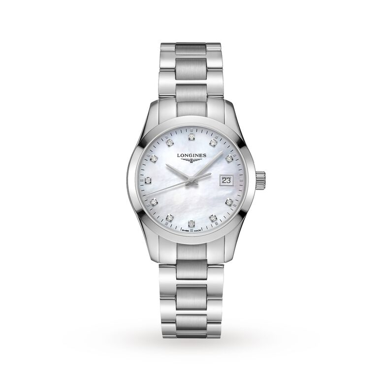 Conquest Classic 34mm Mother Of Pearl Stainless Steel Ladies Watch, , hi-res