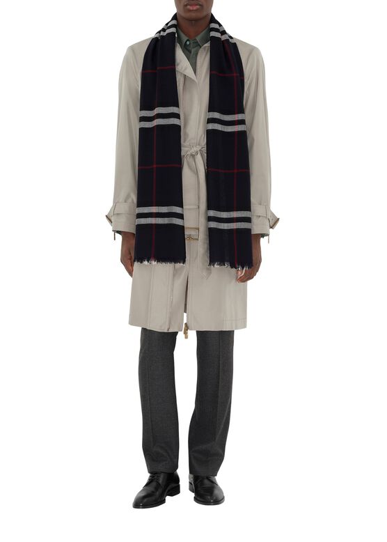 Wide Check Wool Scarf, , hi-res