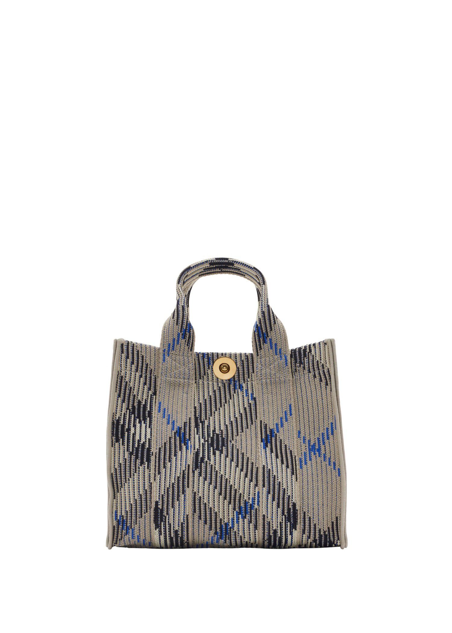【関税＆送料込み】Burberry Mini Knit Shopper Bag Burberry Mini Check Knitted Tote Bag | Grey | FARFETCH