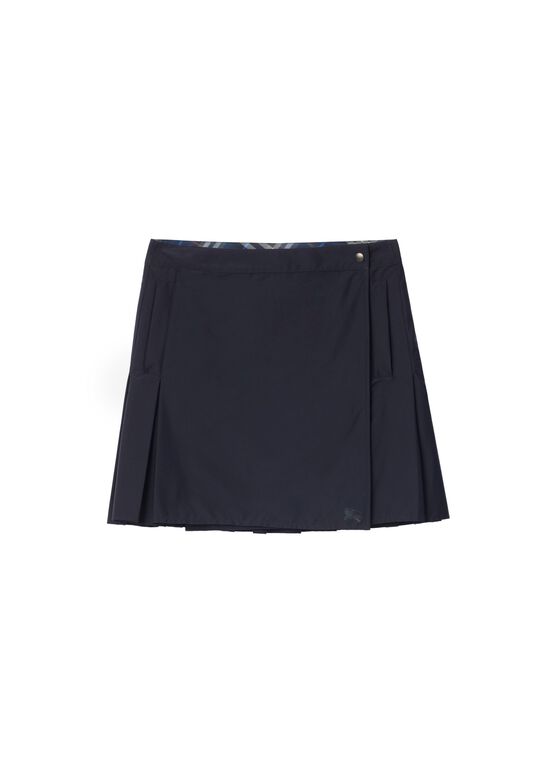 Pleated Stretch Nylon Mini Skirt, , hi-res