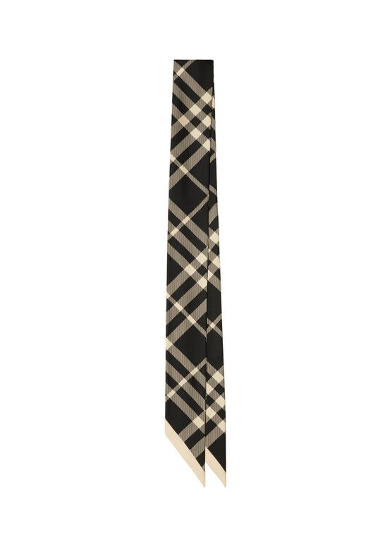 Skinny Check Silk Scarf, , hi-res