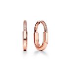 Tiffany Lock Earrings in Rose Gold with Diamonds, Medium
