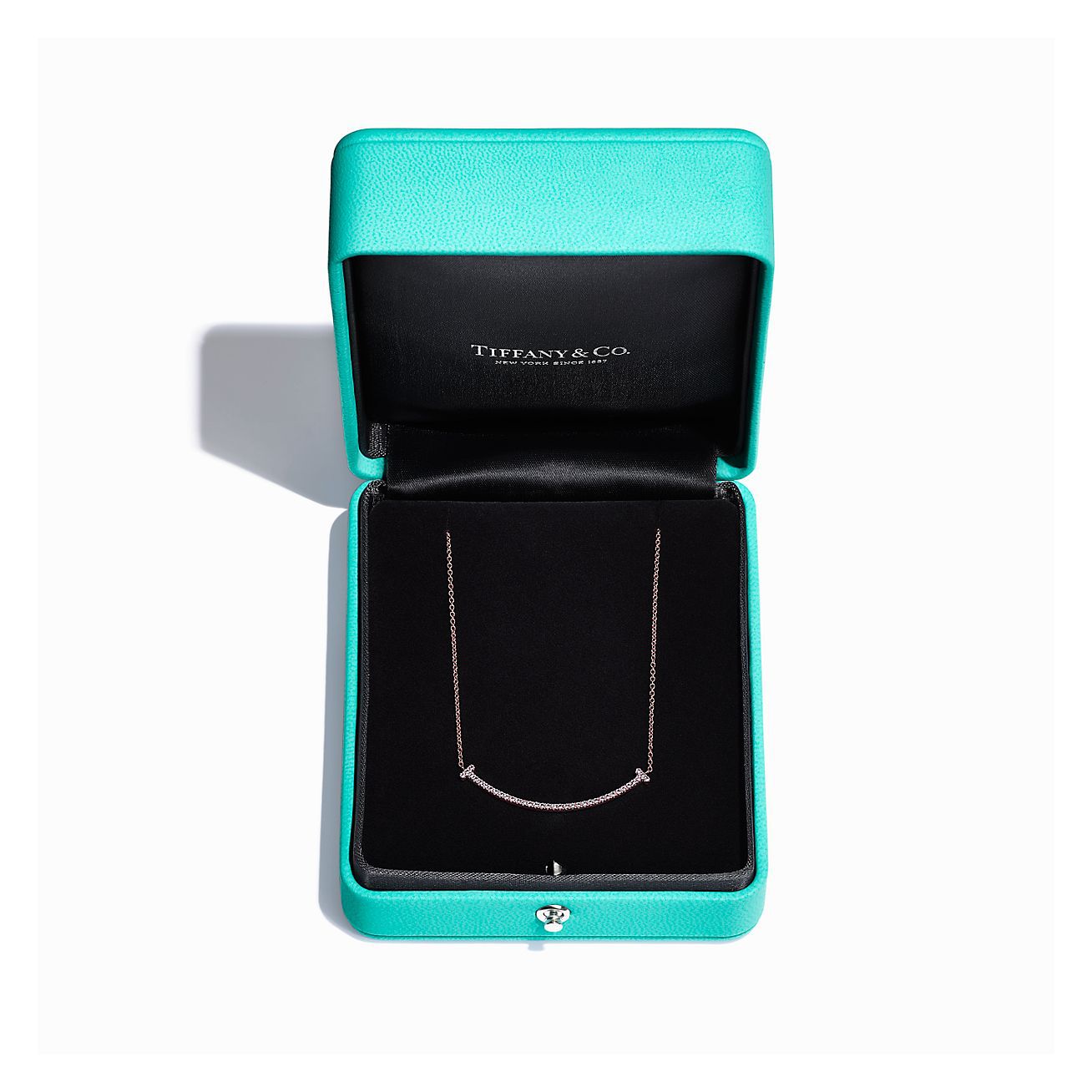 Tiffany Co Tiffany T Smile Pendant in Rose Gold with Diamonds Small Necklaces Heathrow Reserve Collect