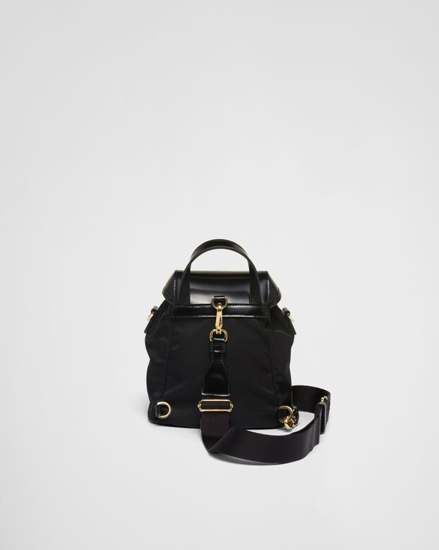 Small Re-Nylon and brushed leather backpack, , hi-res