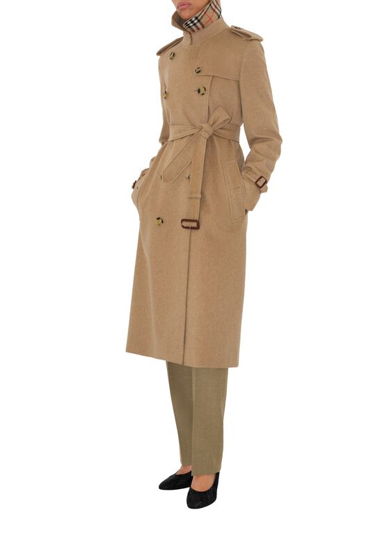 Long Cashmere Kensington Trench Coat, , hi-res
