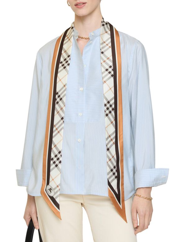 Skinny Check Knight Stamp Silk Scarf, , hi-res