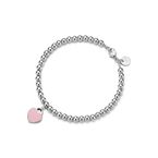 Return to Tiffany™ Pink Mini Heart Bead Bracelet in Silver with a Diamond, 4 mm - Size Extra Small