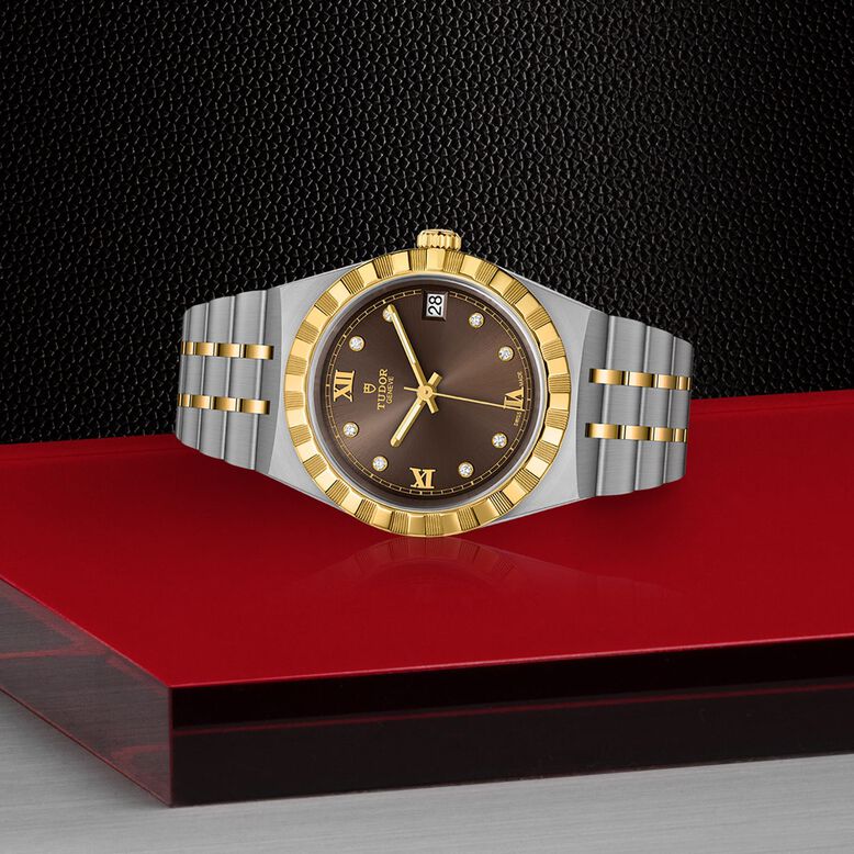 Royal S&amp;G 34mm Steel Case Diamond-Set Chocolate Dial, , hi-res