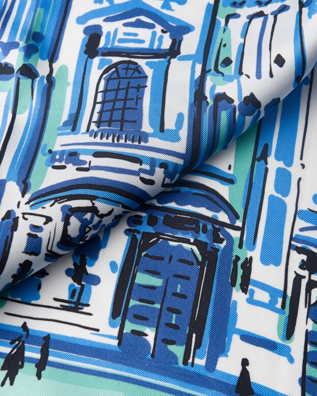 Pittoresque Milan print silk foulard 90x90, , hi-res