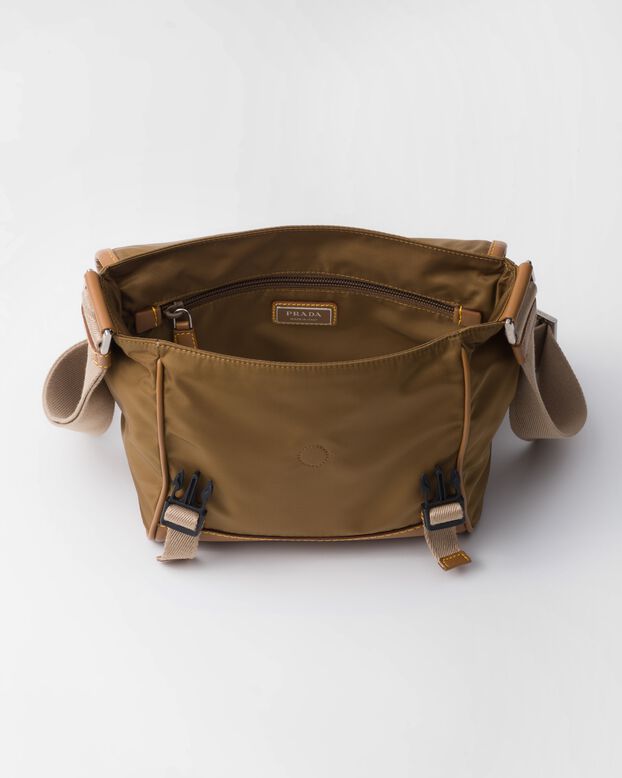 Re-Nylon and leather shoulder bag, , hi-res